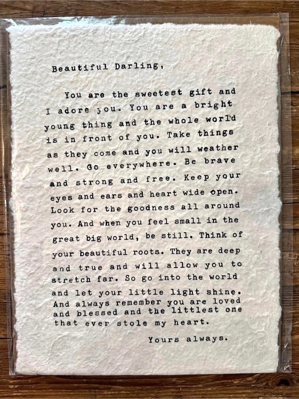 Sugarboo & Co. Letter for Sophie (Beautiful Darling) Handmade Paper Print 12x16